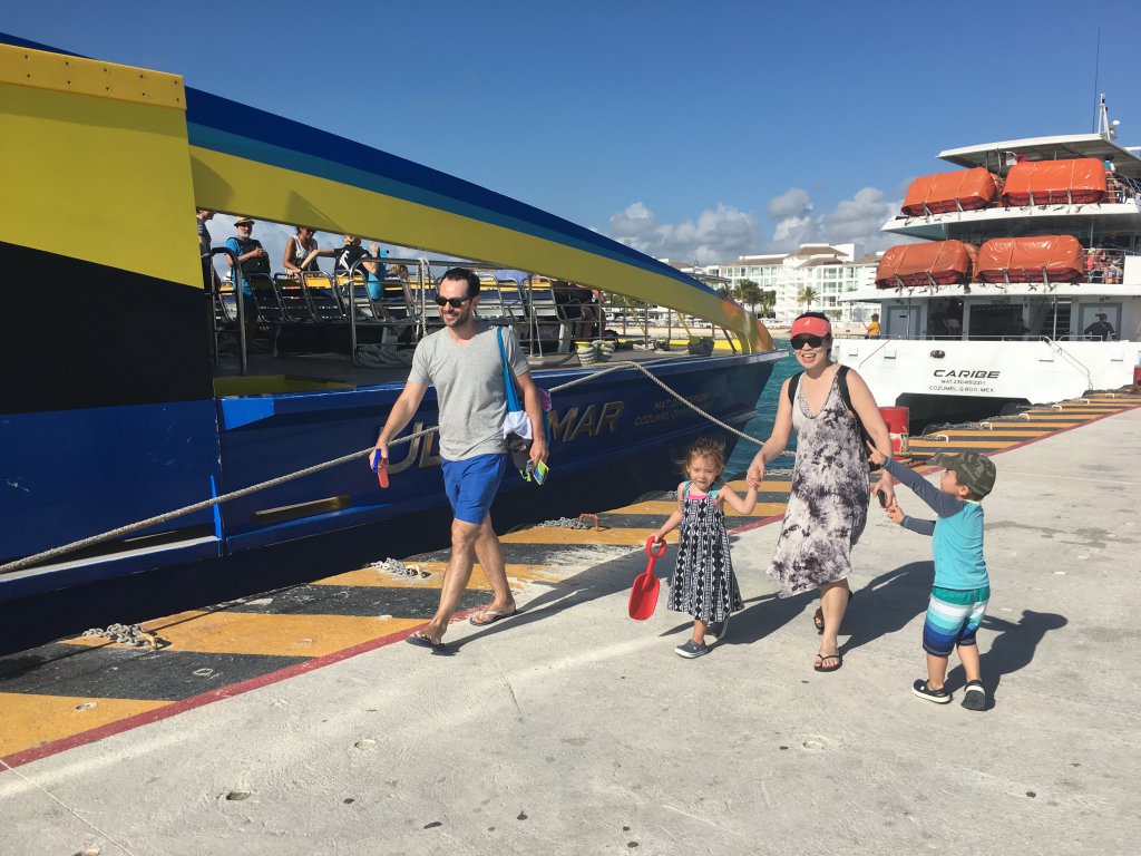 Grabbing a ferry to Cozumel island