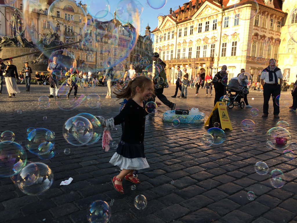 Chasing bubbles in the old town square